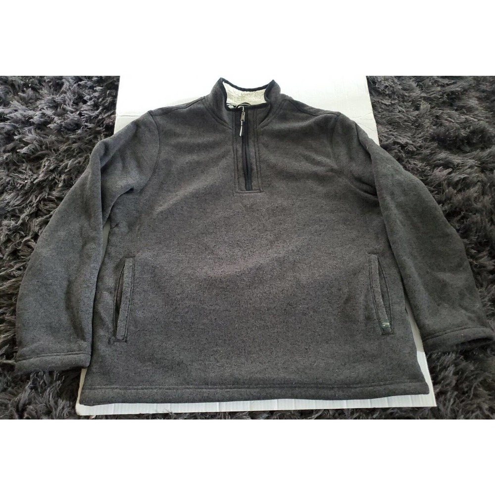 Orvis Pullover Zip Closure Side Pockets Knit Faux Sherpa Lining Gray XL Jacket
